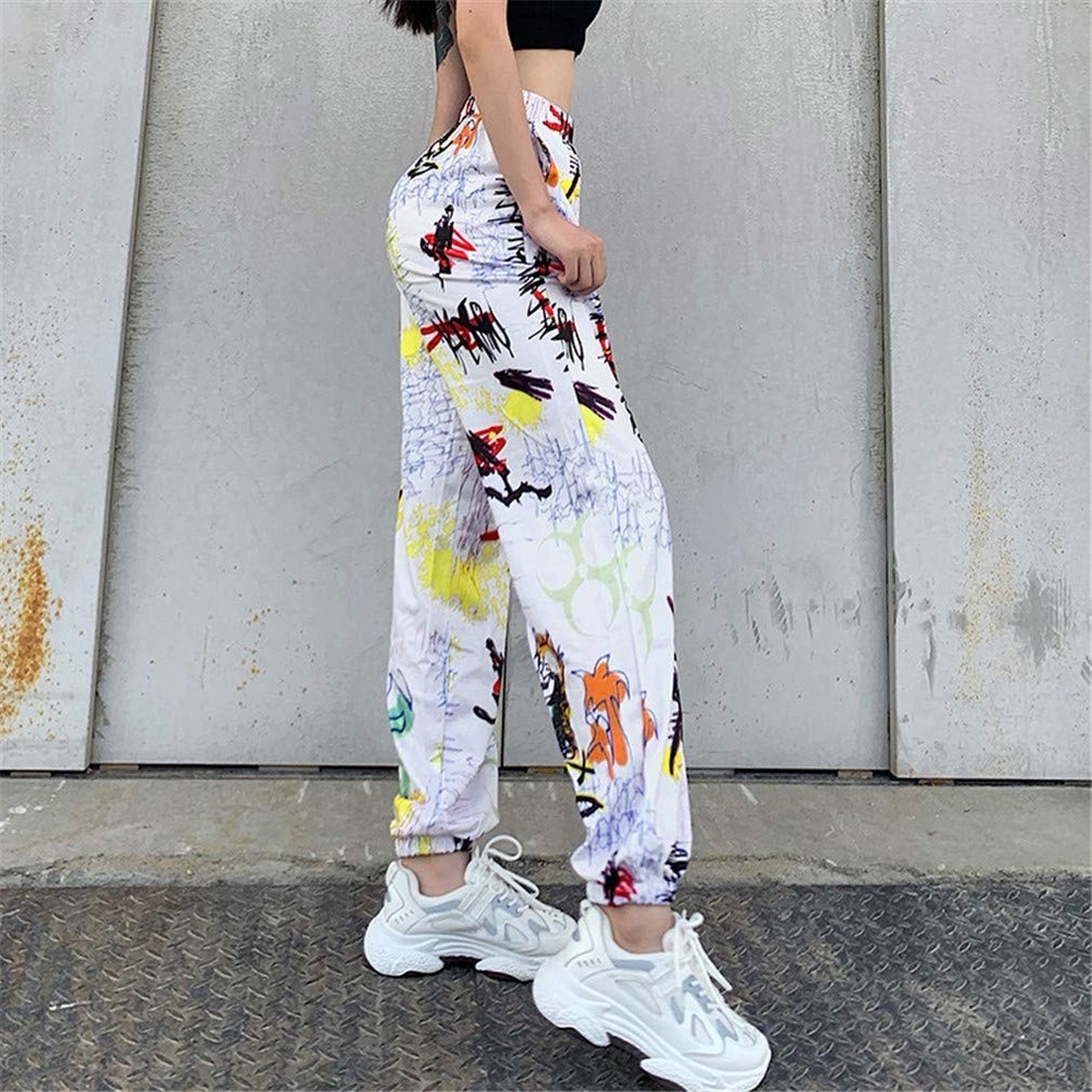Colorful graffiti Print Jogger Pants size large. Street wear